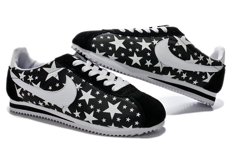 2014 Nike Cortez nouvelles chaussures etoiles lumineuses des femmes blanches noires (3)